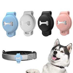 skywin silicone airtag cases for pet collar - airtag dog collar holder protects device from dust, damage, loss - easily clip anti-lost airtag collar holder for pet, cat, dog tag collar (light blue)