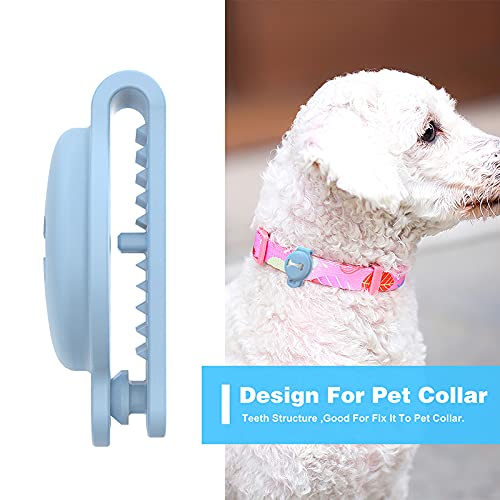 Skywin Silicone Airtag Cases for Pet Collar - Airtag Dog Collar Holder Protects Device from Dust, Damage, Loss - Easily Clip Anti-Lost Airtag Collar Holder for Pet, Cat, Dog Tag Collar (Light Blue)