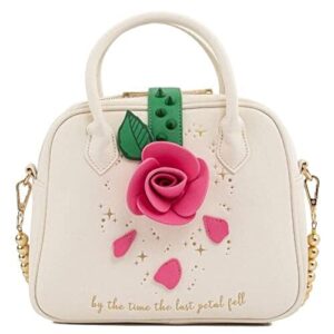 loungefly crossbody bag beauty and the beast rose official disney white