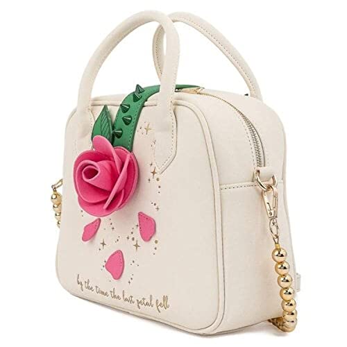 Loungefly Crossbody Bag Beauty And The Beast Rose Official Disney White