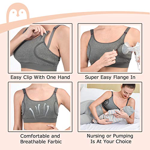 Pumping Bra, Momcozy Hands Free Pumping Bras for Women 2 Pack Supportive Comfortable All Day Wear Pumping and Nursing Bra in One Holding Breast Pump for Spectra S2, Bellababy, Medela