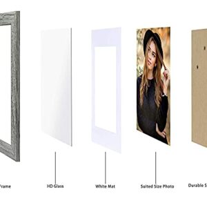 Hongkee 8x10 Picture Frame Set of 2, Grey Photo Frame of Rustic Style, Multi 8 by 10 Photo Frame for Wall or Tabletop Display - 5x7 Frame with Mat or 8x10 Without Mat