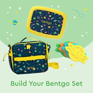 Bentgo® Kids Lunch Bag - Durable, Double Insulated, Water-Resistant Fabric, Interior & Exterior Zippered Pockets, Water Bottle Holder - Ideal for Children 3+ (Space)