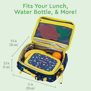 Bentgo® Kids Lunch Bag - Durable, Double Insulated, Water-Resistant Fabric, Interior & Exterior Zippered Pockets, Water Bottle Holder - Ideal for Children 3+ (Space)