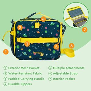 Bentgo® Kids Lunch Bag - Durable, Double Insulated, Water-Resistant Fabric, Interior & Exterior Zippered Pockets, Water Bottle Holder - Ideal for Children 3+ (Space)