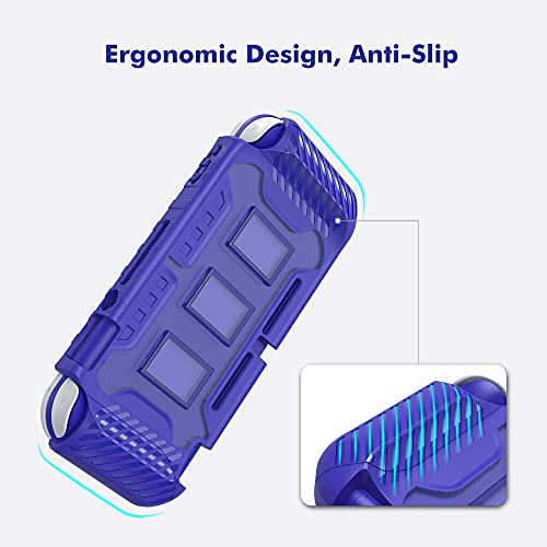 Switch Lite Case, KIWIHOME Durable Anti-Slip Shockproof Protective Hard Case Only for Nintendo Switch Lite with Thumb Grip Caps Switch Lite Case for Boys (Blue)
