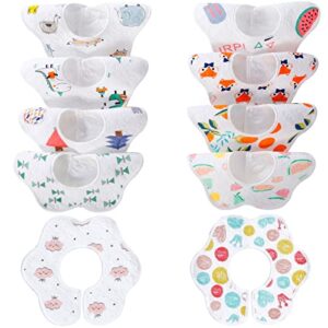 10-pack 360 rotate baby bibs for eating and drooling, soft and waterproof bibs for boys girls