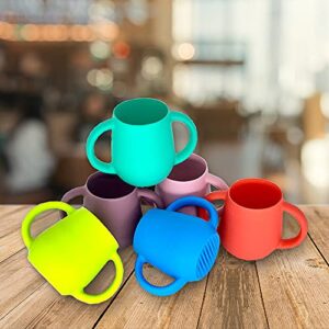 SiliLife Silicone Baby Cups for Baby or Toddler 2 Pack Flexible Food-Grade Safe BPA Free with Easy-Grip Handles for Self-Feeding Training