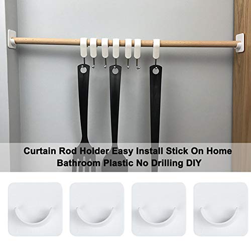 Adhesive Shower Curtain Rod Holder Rod Retainer No Drilling Easy Install Stick On | Shower Curtain Rod not included(4pcs)