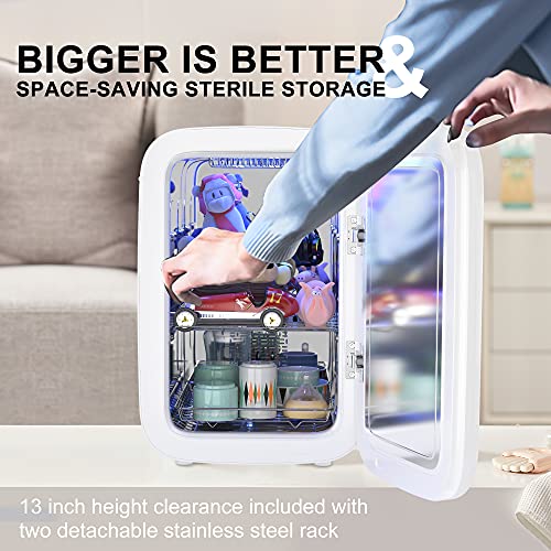 Baby Bottle Sterilizer and Dryer, 18L UV Light Sanitizer Box Kills Up to 99.9% of Bacteria & Viruses, Clinically Proven 360 Degree Sterilizer for Newborn Feeding Bottles, Home Disinfection, BPA-Free