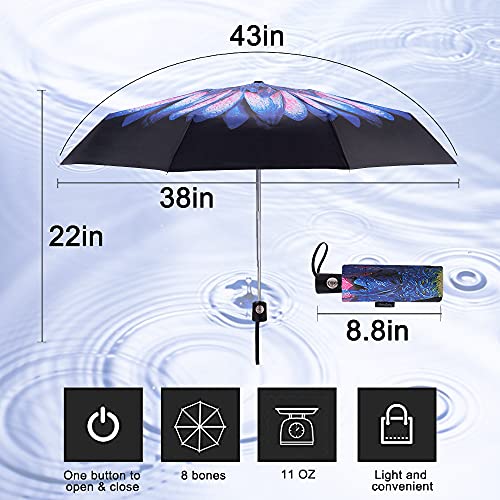 NOOFORMER Travel Mini Automatic Umbrella Auto Open/Close Small Compact Lightweight Portable Folding Windproof Rain Umbrellas for Women Men Kids