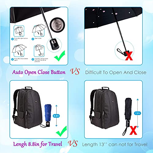 NOOFORMER Travel Mini Automatic Umbrella Auto Open/Close Small Compact Lightweight Portable Folding Windproof Rain Umbrellas for Women Men Kids