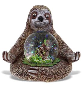 cota global sloth snow globe decor - beautiful pink sparkle snow sloth figure decor, unique snow globes for kids and adults, collectible glitter globes ornament for home, birthday, christmas - 45mm