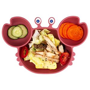 qshare toddler plate, portable baby plates for toddlers and kids, bpa-free strong suction plates for toddlers, dishwasher & microwave safe silicone placemat 9x6x1.4 inch