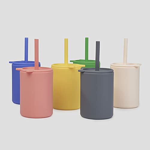 Straw Cups for Toddlers 12M+, Silicone Baby Cup with Straw Non-smell, Silicone Straw Cup 5oz.