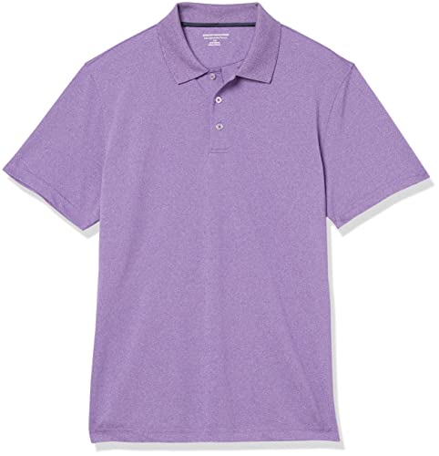 Amazon Essentials Men's Slim-Fit Quick-Dry Golf Polo Shirt, Purple Heather, Large