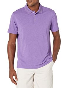 amazon essentials men's slim-fit quick-dry golf polo shirt, purple heather, large
