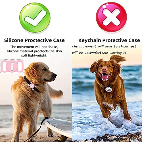 Dog Collar Tag Holder Compatible with Apple Airtag Case 4 Pack, Airtag GPS Finder Dog Cat Collar Pet Loop, Id Label for Dog 4 Pack Silicone Cover Holder for Air Tag with Hd Screen Protector