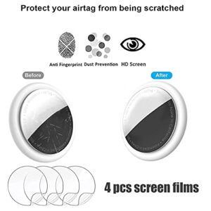 Dog Collar Tag Holder Compatible with Apple Airtag Case 4 Pack, Airtag GPS Finder Dog Cat Collar Pet Loop, Id Label for Dog 4 Pack Silicone Cover Holder for Air Tag with Hd Screen Protector