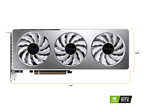 GIGABYTE GeForce RTX 3060 Vision OC 12G (REV2.0) Graphics Card, 3X WINDFORCE Fans, 12GB 192-bit GDDR6, GV-N3060VISION OC-12GD Video Card