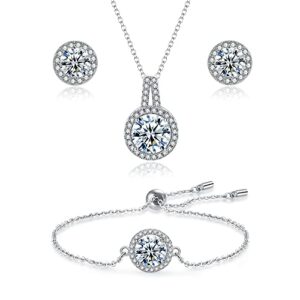silver jewelry set 2 carat cubic zirconia pendant necklace bracelet and earring sets bridal jewelry