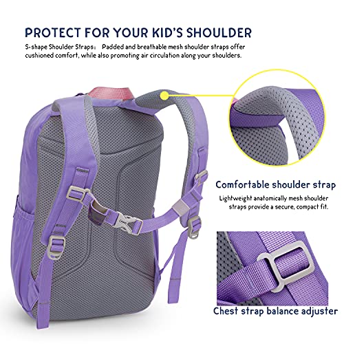 MOUNTAINTOP Kids Backpack for Boys Girls Elementary Kindergarten Bag Lightweight Children Daypack Purple