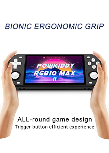 Powkiddy RGB10 MAX 2 Handheld Game Console, 5-Inch IPS Screen, 30000+ Retro Games, 4200mAh Battery, RK3326 Chip, Two-Player Online Games