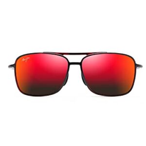 Maui Jim Men's and Women's Kaupo Gap Polarized Aviator Sunglasses, Red/Black Tortoise/Hawaii Lava ™, Medium