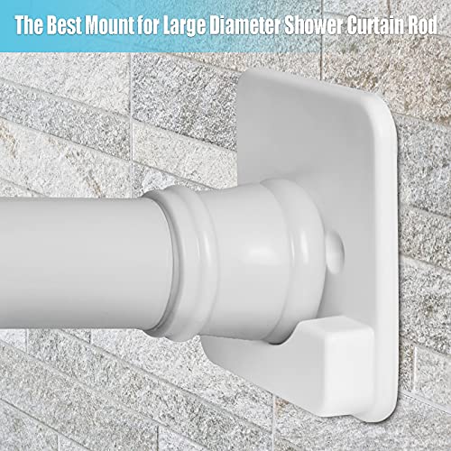 Adhesive Shower Curtain Rod Holders for the Wall | Bathroom Tension Rod Mount brackets | No Drilling | Stick On | 2 Pack, (Shower Curtain Rod Not Included) White Small