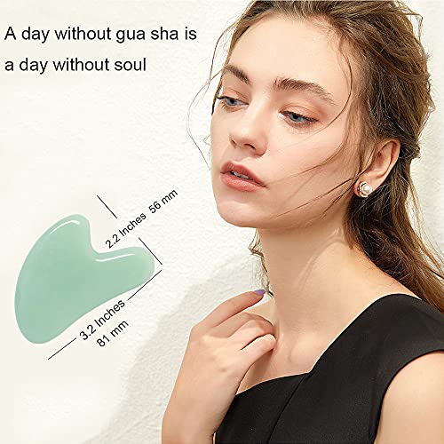 Ditind Gua Sha, Guasha Tool for Face, Natural Jade Stone Gua sha Tool for Face and Body SPA, Gua Sha Scraping Massage Tool for Toxins Prevents Wrinkles and Acupuncture Therapy