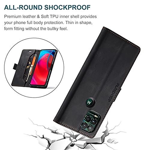 HAII Case for Moto G Stylus 5G 2021,PU Leather Folio Flip Wallet Case with Card Holster Stand Kickstand Magnetic Closure Shockproof Phone Cover for Motorola Moto G Stylus 5G 2021 (Black)