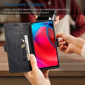 HAII Case for Moto G Stylus 5G 2021,PU Leather Folio Flip Wallet Case with Card Holster Stand Kickstand Magnetic Closure Shockproof Phone Cover for Motorola Moto G Stylus 5G 2021 (Black)