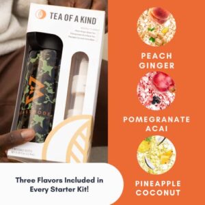 Tea of a Kind TOAK Reusable Water Bottle Starter Kit - Includes 3 Caps to Mix With Your Water, Portable Flavor Caps (Orange Bottle)