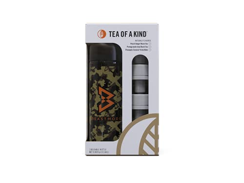 TOAK Reusable Water Bottle Starter Kit - Includes 3 Caps to Mix With Your Water, Portable Tea of a Kind Flavor Caps (Beast Mode Bottle)