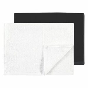 Hudson Baby unisex baby Rayon from Bamboo Bib, Burp Cloth Washcloth 10pk Headband, Black White, One Size US