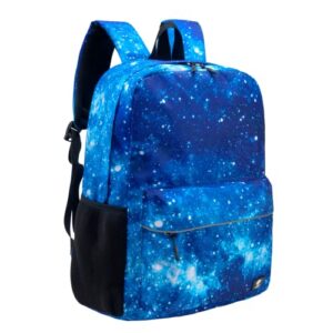 fenrici galaxy backpack for boys, girls, teens, boys' backpack for school, kids' bookbags with padded laptop compartment, space backpack, blue galaxy, 17 inch