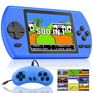 jamswall retro handheld game console, portable retro video game console with 400 classical fc games 2.8-inch screen 800mah rechargeable battery support for connecting tv and two players(blue)