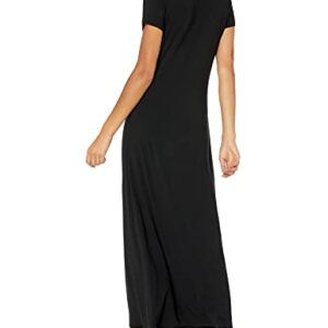 Amazon Essentials Women's Short-Sleeve Maxi Dress, Black, Medium