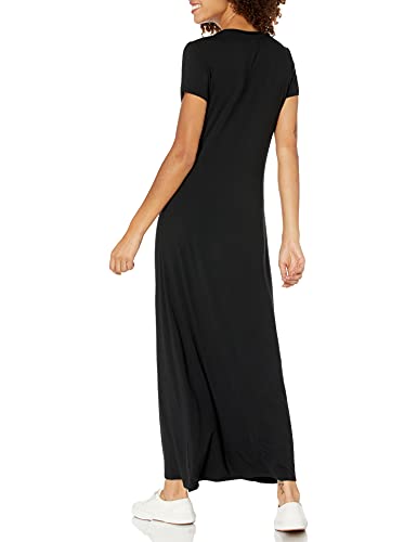 Amazon Essentials Women's Short-Sleeve Maxi Dress, Black, Medium