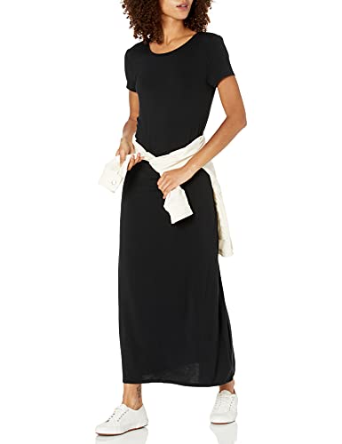 Amazon Essentials Women's Short-Sleeve Maxi Dress, Black, Medium