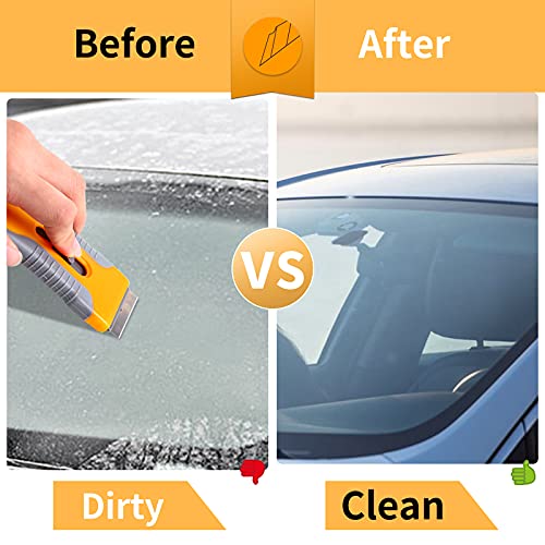 Razor Blade Scraper, 2 Pack Plastic Retractable Glass Scraper with 40 Pcs Extra Razor Blades, Cleaning Razor Scraper for Windows Metal Vinyl Car Glue