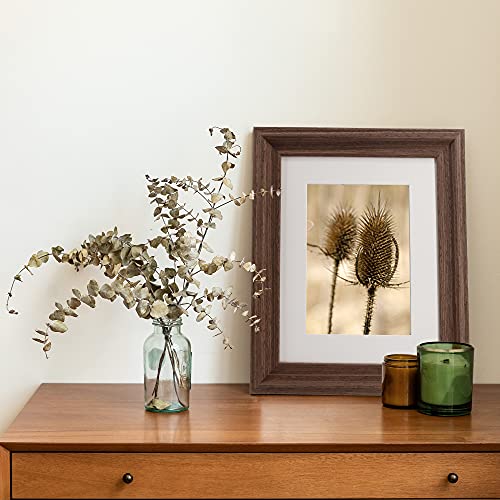 GraduationMall 8x10 Wood Picture Frames,Display Photos 5x7 with Mat or 8x10 Without Mat,Real Glass,Wall or Tabletop Display,Rustic Brown Set of 2