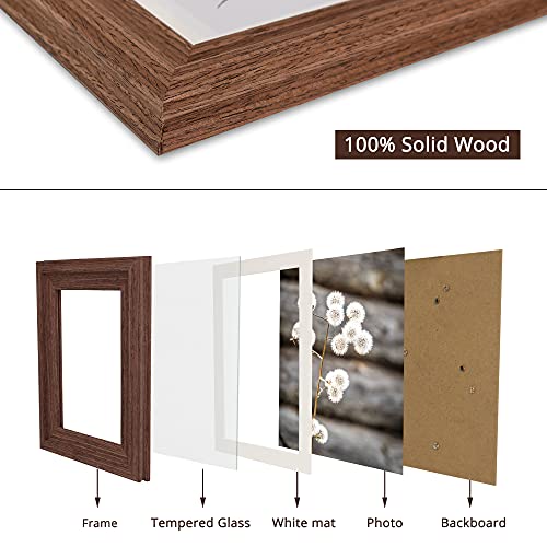 GraduationMall 8x10 Wood Picture Frames,Display Photos 5x7 with Mat or 8x10 Without Mat,Real Glass,Wall or Tabletop Display,Rustic Brown Set of 2