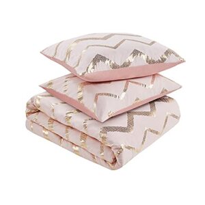 Codi Twin Comforter Set for Teen Girls, Cute Pink/Rose Gold Bedding Set for Girl Twin Size Bed, 3 Piece (1 Matching Sham + 1 Decorative Pillow)