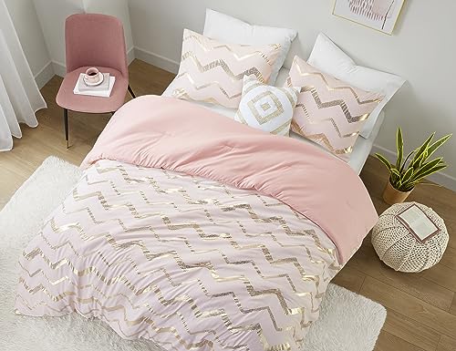 Codi Twin Comforter Set for Teen Girls, Cute Pink/Rose Gold Bedding Set for Girl Twin Size Bed, 3 Piece (1 Matching Sham + 1 Decorative Pillow)