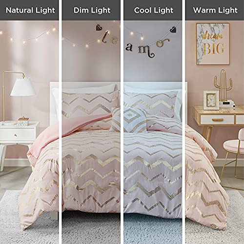 Codi Twin Comforter Set for Teen Girls, Cute Pink/Rose Gold Bedding Set for Girl Twin Size Bed, 3 Piece (1 Matching Sham + 1 Decorative Pillow)