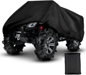 atv cover waterproof, heavy duty black protects 4 wheeler 88 x 39 x 42 inch from snow rain dust and sun