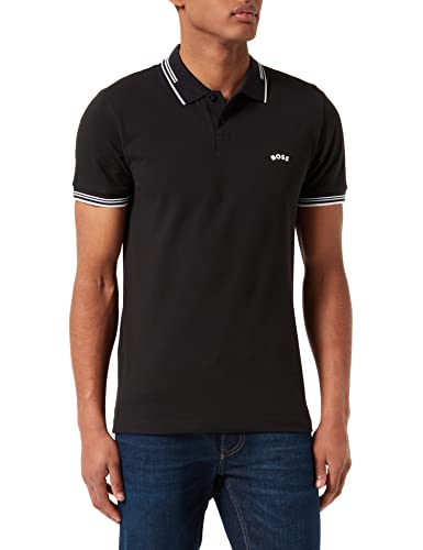 BOSS Men's Paul Curved Logo Polo Shirt, Black Coal, X-Large