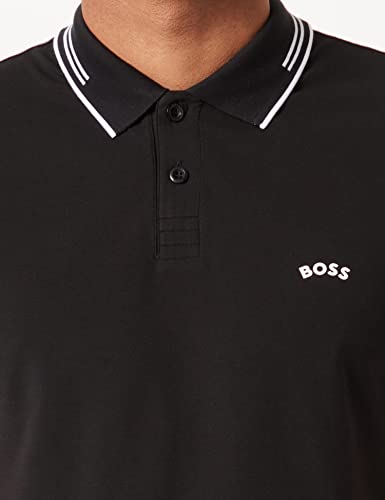 BOSS Men's Paul Curved Logo Polo Shirt, Black Coal, X-Large