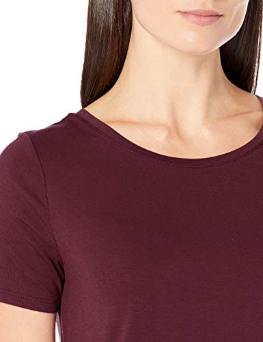 Amazon Essentials Women's Short-Sleeve Scoopneck Tunic, Pack of 2, Black/Burgundy, Medium
